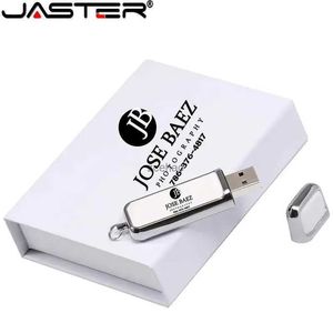 Clés USB Clé USB en cuir blanc JASTER USB 2.0 4 Go 8 Go 16 Go 32 Go 64 Go 128 Go Clé USB avec emballage en boîte noire personnalisé