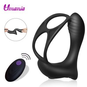 Massage de la prostate masculine rechargeable par USB avec anneau télécommande vibrateur anal jouets sexuels en silicone pour hommes Butt Plug Penis Machine Y190716