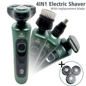 Afeitadora eléctrica multifunción recargable por USB, pantalla Digital LCD, maquinilla de afeitar flotante de tres cabezales, recortadora de barba, máquina para cortar cabello 240116