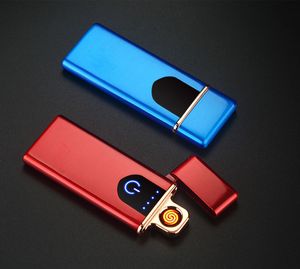 Chauffe-cigares rechargeables USB coupe-vent sans flamme briquet électronique Ultra mince allume-cigare tactile Induction double face briquets