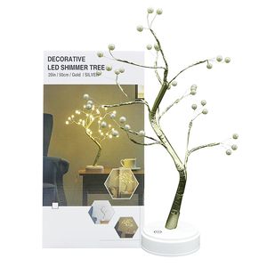 USB Touch Switch Control 36 LED Pearl Fire Tree Light Lámpara de mesa de alambre de cobre para el hogar Vacaciones Navidad Nightlight