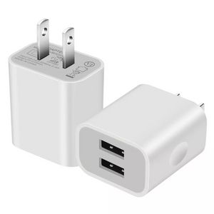 Bloque de cargador de pared USB 5V 2.1A Puerto dual Enchufe de cubo Adaptador de carga de energía Cargadores para todos los teléfonos móviles inteligentes Samsung iPhone Accesorios para teléfonos Google