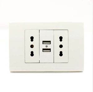 Usb Wall Power Socket Plug Double Italian / Chile Socket with Usb 1000mA USB Charger Port for Mobile 118mm*80mm