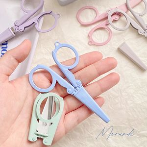 Utility Knife Mini Morandi Color Folding Scissors Travel Portable Design Stainless Steel Cutter for Paper Work School A7126 230606