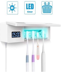 Porte-brosse à dents UV 4 porte-stérilisateur de brosse à dents 5 minutes minuterie affichage LED porte-brosse à dents mural avec autocollant pour Wo1946559