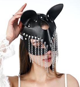 Uyee Sexy Cosplay Bunny Leather Mask Halloween Masks Cat Ear Femme Girl Black Leather Masquerade Carnival Party Cosplay Mask6305250