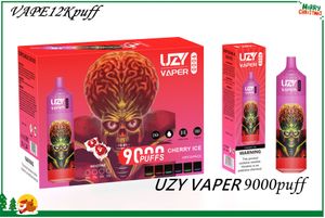 Uzy Vaper Puff9000 E Set Cigarette 9000puffs Cobine de maille de stylo vape jetable 650mAh Vapers de batterie rechargeable 0% 2% 3% 5% 15 Color Evaporator RGB Desig