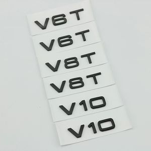 V10 Chrome Brillant Noir Logo Badge Autocollant pour Audi TT RS7 SQ5 A8L Lettre Numéro Emblème Car Styling Fender Côté Coffre Décorer Plastique ABS V6T V8T W12 Autocollants