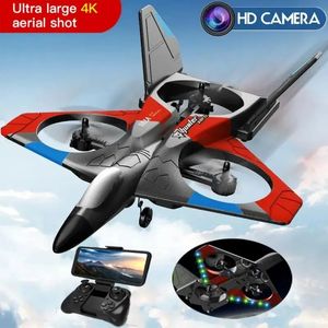 V27 RC avion HD 4K caméra Super grand avion planeur de Combat mousse Drone aérien S garçon jouet modèle d'avion pour enfants 231229