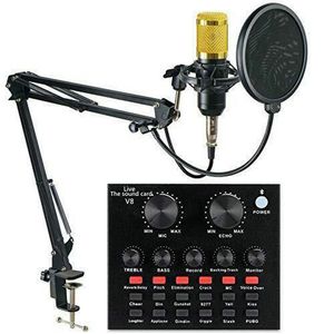 Mélangeur Audio V8 BM800, Microphone à condensateur, carte son en direct, BT, USB, enregistrement DSP, Streaming professionnel