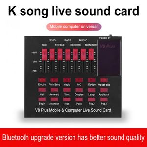 Carte son externe Bluetooth V8 Plus, avec affichage Audio, casque USB, Microphone, Webcast, Interface en direct