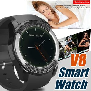 V8 Smart Watch Bracelet Bracelet de montre avec caméra 0,3 M SIM IPS HD Full Circle Display Montre intelligente pour système Android avec boîte avec navire DHL