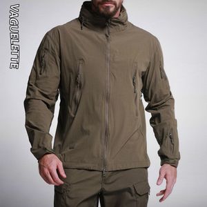 Vaguelette Hommes Veste Style Militaire Solide Couleur Vert / Kaki / Gris Hommes Out Wear Chasse En Plein Air Imperméable Tactique Veste S-3XL 201104