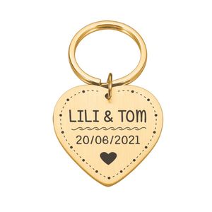 Valentín regalos llavero personalizado llavero original a novia novio llave cadena grabada fecha para la boda