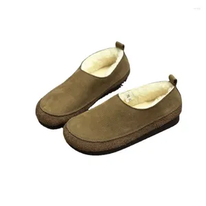 Boots d'hiver Femmes Chaussures décontractées Muisseaux de fourrure Sole intérieure 212 Talons basse chauds Flats en cuir souple Slip on Lazy authentique Femmes 2024 2024 251