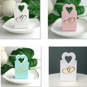 Cajas de papel de mano del corazón del amor del día de San Valentín Bolsas de té de caramelo de plata caliente Caja del festival de bodas HH21-874