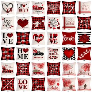 Funda de almohada para el Día de San Valentín, 45x45cm, corazones rojos, patrones de amor, sofá, coche, primavera, decoración del hogar