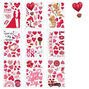 Decoraciones adhesivas para ventana del Día de San Valentín, 9 hojas/juego de pegatinas para el hogar, oficina, refrigerador, decoración del hogar