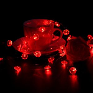 Valentine String Lights Red Diamond Alambre de cobre 10 ft. Largo, 40 luces, 7 modos de luz