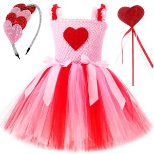 Robes de princesse Saint Valentin pour filles Sweet Hearts Ballet Tutus Costumes Enfants Fête d'anniversaire Tenue avec cheveux Bow Wand 240228