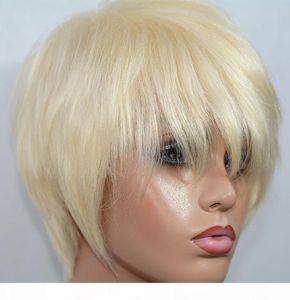 Vancehair 613 blonde pleine dentelle perruques de cheveux humains courts cheveux humains coupe de lutin couches Bob Wigs6144116