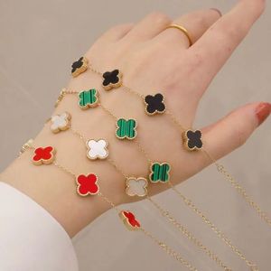 Pulsera Vanclef Fashion Fashion Love Charm 18k Gold Bracelet Joya Classic 4 Leaf Gift Jewelry Bracelet Shell Sharl Plate Agate Diamond F051#