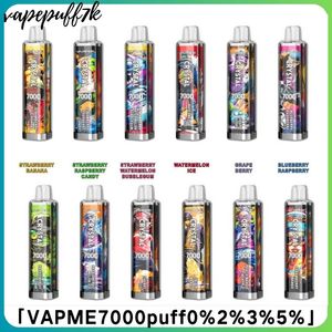 VapMe Crystal 7000 Puff Vape Vape 7K Puffle Electronic Cigarettes 650mAh Batterie 2% 14 ml avec 0% 2% 3% 5% 18 Couleurs