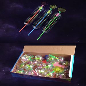 Variedad de varita de burbuja mágica parpadeante, juguete de bola de burbuja de arcoíris giratorio iluminado para niños, juguetes que brillan en la oscuridad