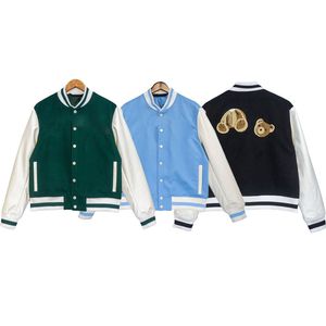 Veste universitaire Men Sport Sweatshirt Coat Slim Fit Blue Cotton Designer Outwear avec patchwork en cuir à manches adolescentes pour garçons de baseball