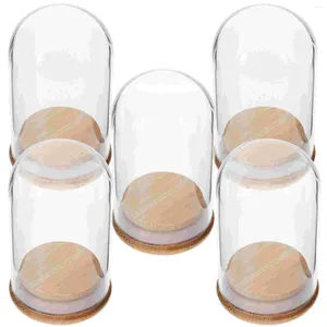 Vases 5 pcs Base de dôme en verre Modèle d'artisanat Affichage Corks Case Dômes Figurine Porte-poussière Stockage