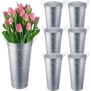 Vases 6 pièces de grands seaux de fleurs en vrac 17,72 pouces en métal galvanisé Vase de sol français ferme fleuriste fret gratuit décorations pour la maison