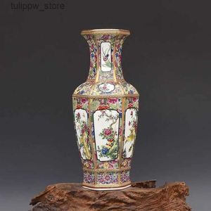 Vases Vase Hexagonal en émail Antique, Collection de porcelaine ancienne fabriquée sous la dynastie Qianlong L240309