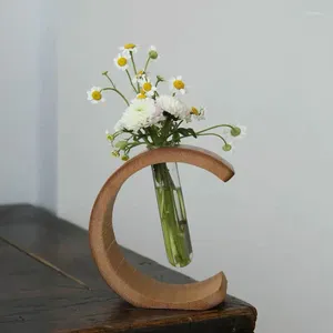 Vases Vesseaux à fleurs en bambou Fleurs fraîches Arrangement floral chinois petit vase Décoration simple Cadeaux de maison semi-cercle irrégulier