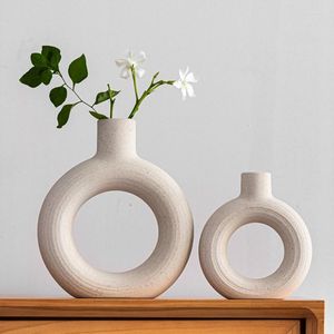 Vases en céramique évider Vase à fleurs Style Wabi-sabi conteneur séché bureau à domicile intérieur décoration de bureau accessoires