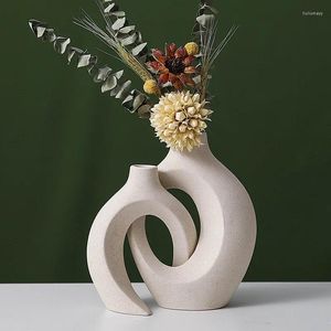 Vases Vase en céramique combinaison Instagram style créatif blanc minimaliste haut de gamme décoration de la maison ornements en gros articles de fleurs