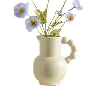 Jarrones Ceramic Vase Francia Flower con mango Decoración de minimalismo blanco para la cena de bodas Dormitorio de fiesta