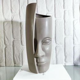 Vases en céramique Vase Man Face Flower Solder Nordic Home Decor salon Afficher Grey Artistic Jardinière