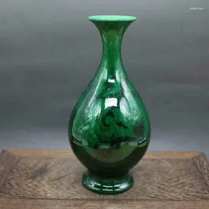 Jarrones de porcelana antigua china, figura de tinta de esmalte verde, maceta de Jade, jarrón de primavera, decoración para sala de estar