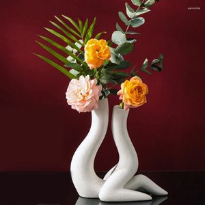 Vases Creative Résumé Humanoid Céramic Vase Simple Art White Decor El Office Wedding Bedroom Living Room Decoration