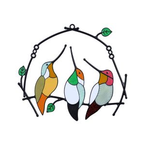 Vases Creative ailé oiseau pendentif Mini vitrail colibri verre fenêtre tentures décor tenture murale coloré oiseaux chambre accessoires