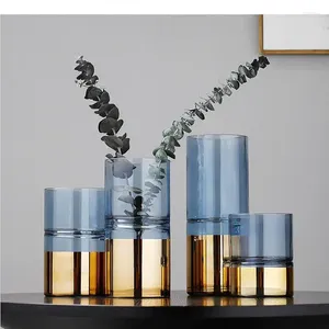 Vases Créativité Glass Vase Vase Golden Flower Arrangement Hydroponics Accessoires Home Decoration Wedding