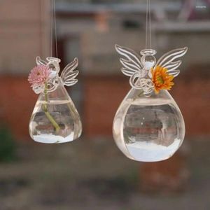Vases Plant de fleurs de forme d'ange mignon susparent en verre transparent en verre hydroponique pour le bureau de mariage à domicile décor
