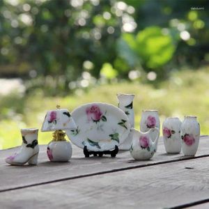 Jarrones Desktop Ornamentos pequeños Mini Ceramic Creative Rose For Gifts Home Decorative Pocket Artwork