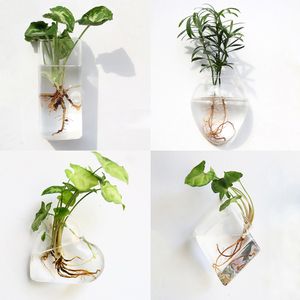 Vases Fashion Wall Hanging Glass Flower Vase Terrarium Fish Tank Aquarium Container Planter Pots Home Garden Decoration 230615