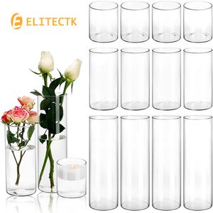 Glass Cylinder Vases - Clear Glass Vases, Tall Vases for Centerpieces, Hurricane Candle Holder, Wedding, Home Décor