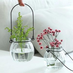Vases en verre Culture d'eau suspendus, Arrangement de fleurs pour salon, pots de fleurs créatifs, citrouilles transparentes Simple Sm
