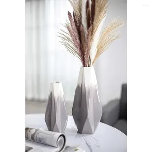 Vases Grey Set de 2 fleurs blanches modernes Vase 11 pouces Cadeau idéal décoratif pour décoration de la Saint-Valentin céramique