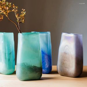 Vases Vase en verre d'art fait à la main, décoration de fleurs, dessus de table, impressionniste, Style américain et européen du nord