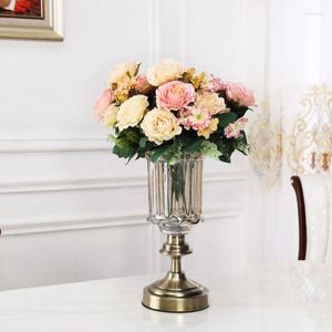 Vases Néoclassique de haut niveau européen Bronze Crystal Vase Vase Modèle Salle Home Decoration Living Dining Table Ornements