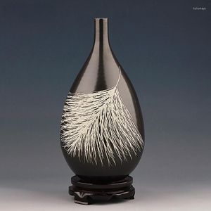 Vases Décor À La Maison Vase En Céramique Moderne Chinois Ange Plume Goutte D'eau Salon Décoration Arrangement De Fleurs